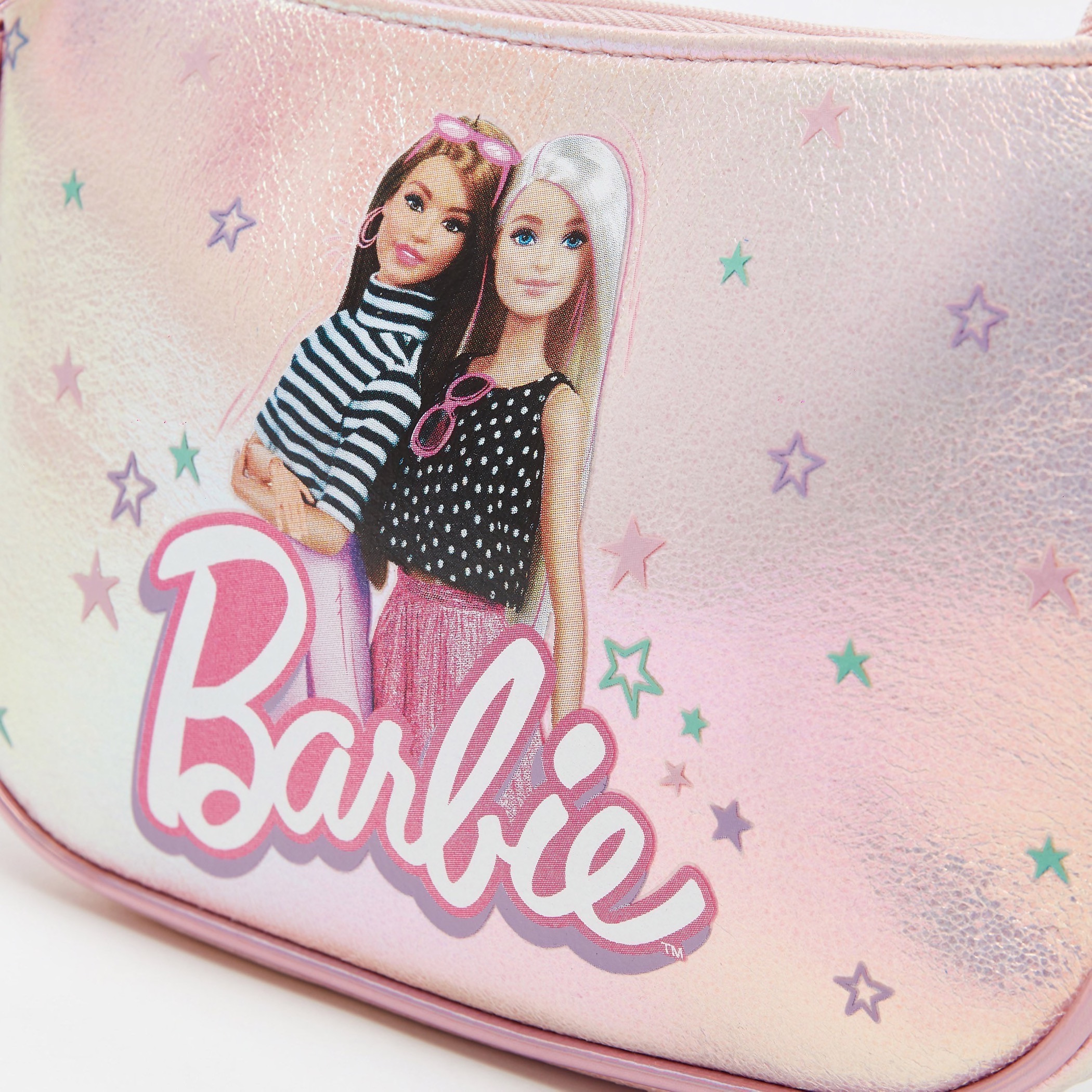 Barbie Print Crossbody Bag with Sling Strap and Zip Closure-girls-accessories-bags-image-3
