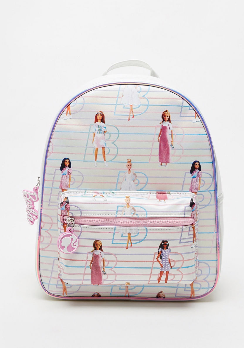 Barbie Print Backpack with Adjustable Straps and Zip Closure-Girl%27s Backpacks-image-0