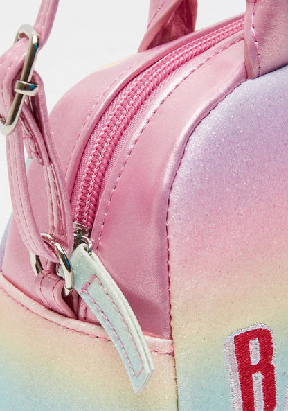 Barbie Printed Bowler Bag with Double Handles and Adjustable Shoulder Strap