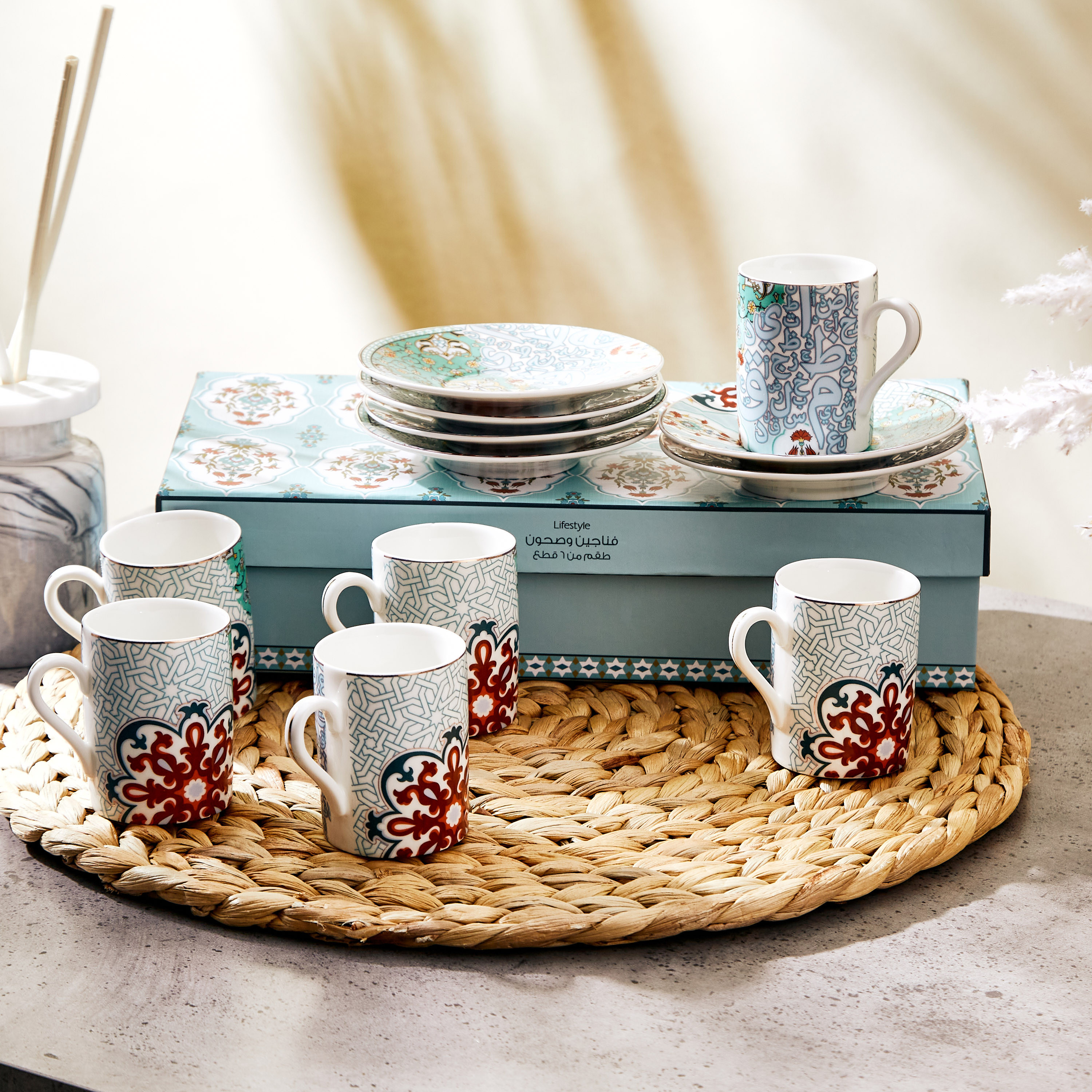 طقم فناجين إسبريسو وصحون خزف صيني من فيوجن - 6 قطع-household-dining-teaandcoffee-teaandcoffeesets-image-2