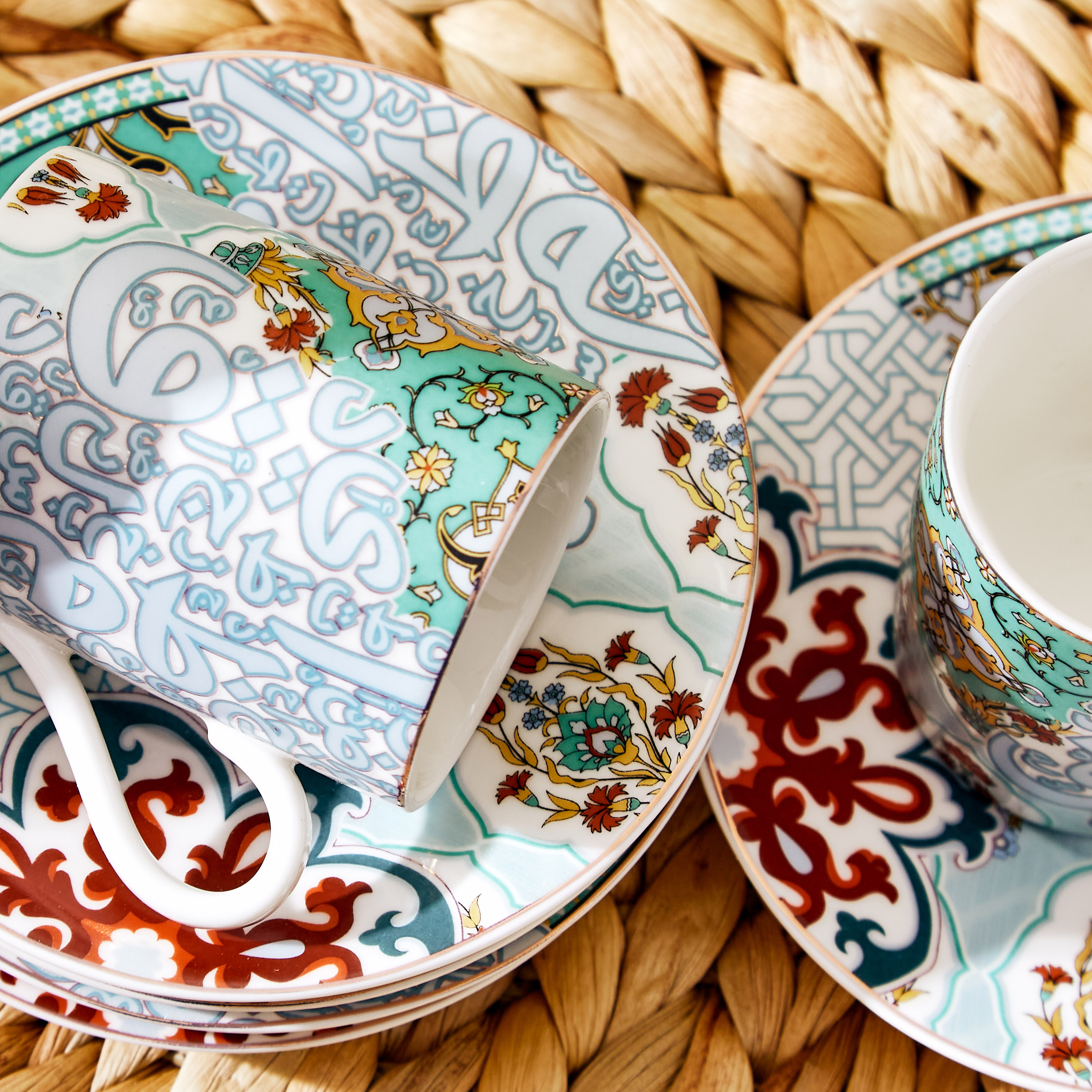 طقم فناجين إسبريسو وصحون خزف صيني من فيوجن - 6 قطع-household-dining-teaandcoffee-teaandcoffeesets-image-5