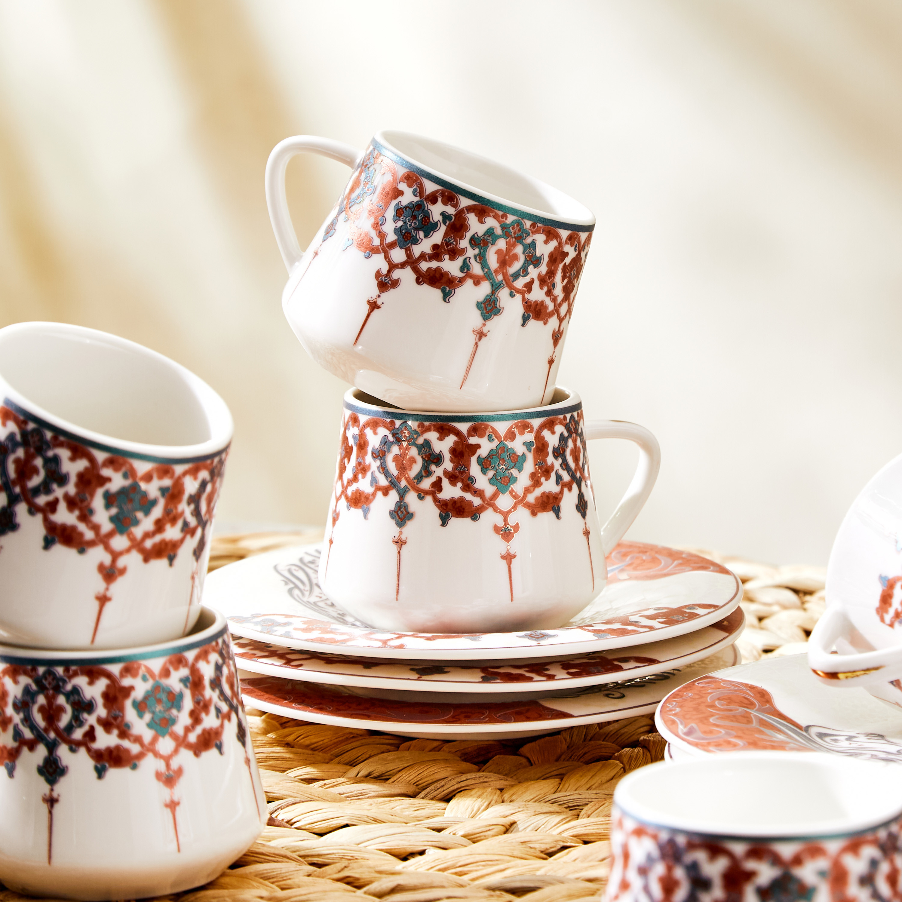 Horse Printed 12-Piece Cup and Saucer Set-household-dining-teaandcoffee-teaandcoffeesets-image-2