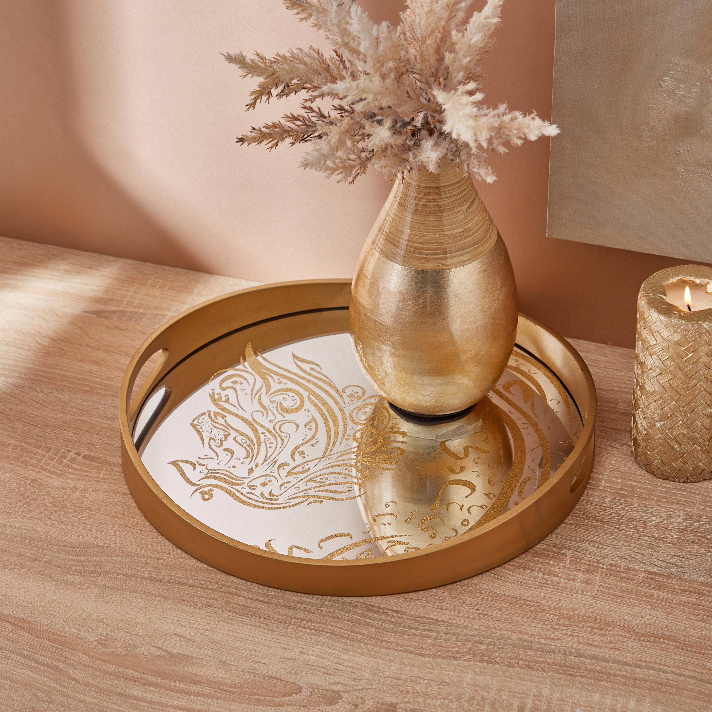 صينية ديكور بتصميم قارب وطبعات خط عربي من جرانديور - 37 سم-household-dining-serveware-servingtrays-image-1