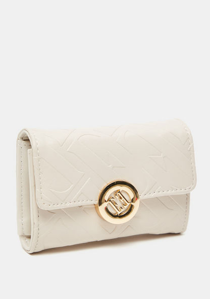 ELLE Monogram Textured Flap Wallet with Magnetic Closure-Wallets and Clutches-image-1