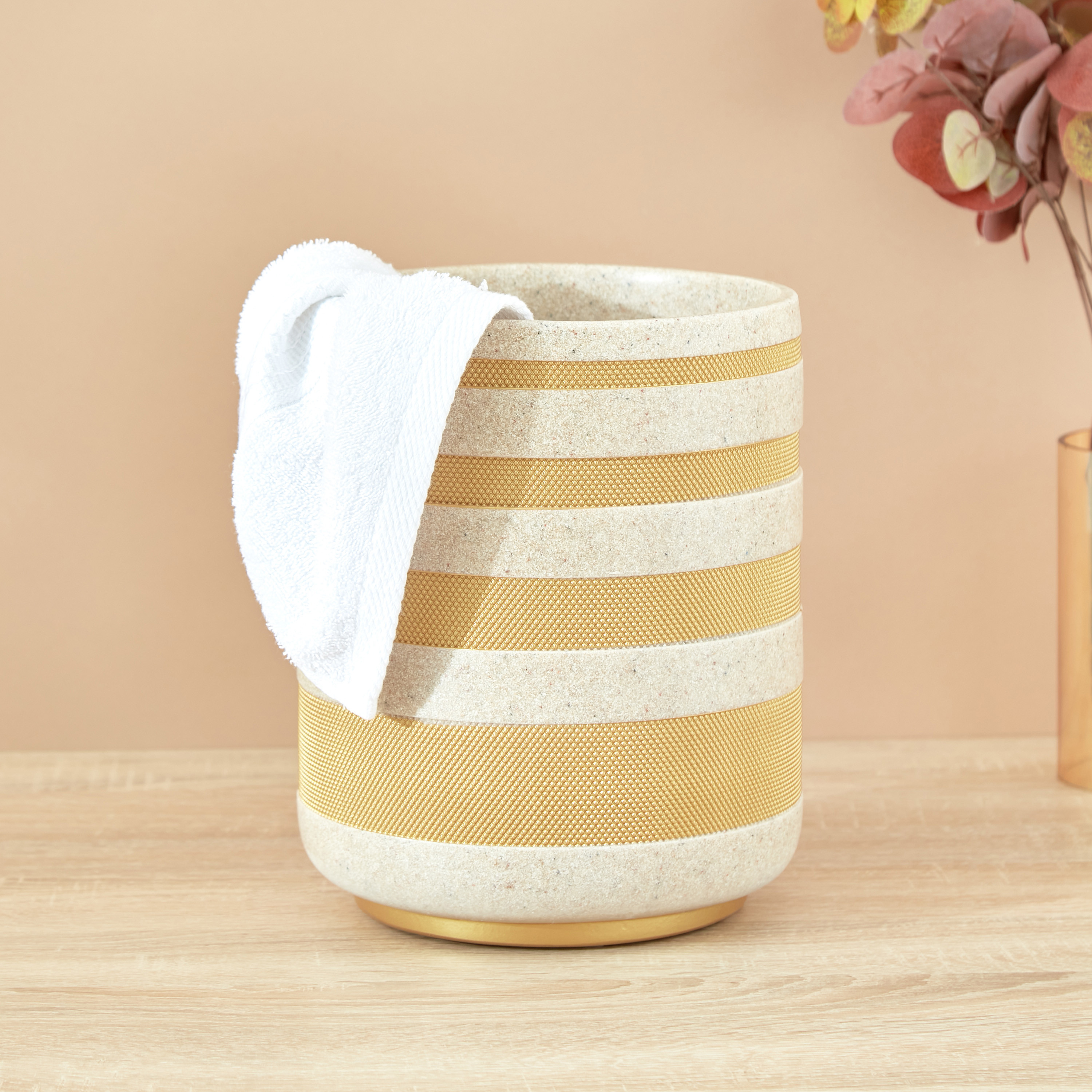 Streaks Embellished Waste Bin - 21x26 cms-household-bathandlaundry-wastebinsandaccessories-image-1