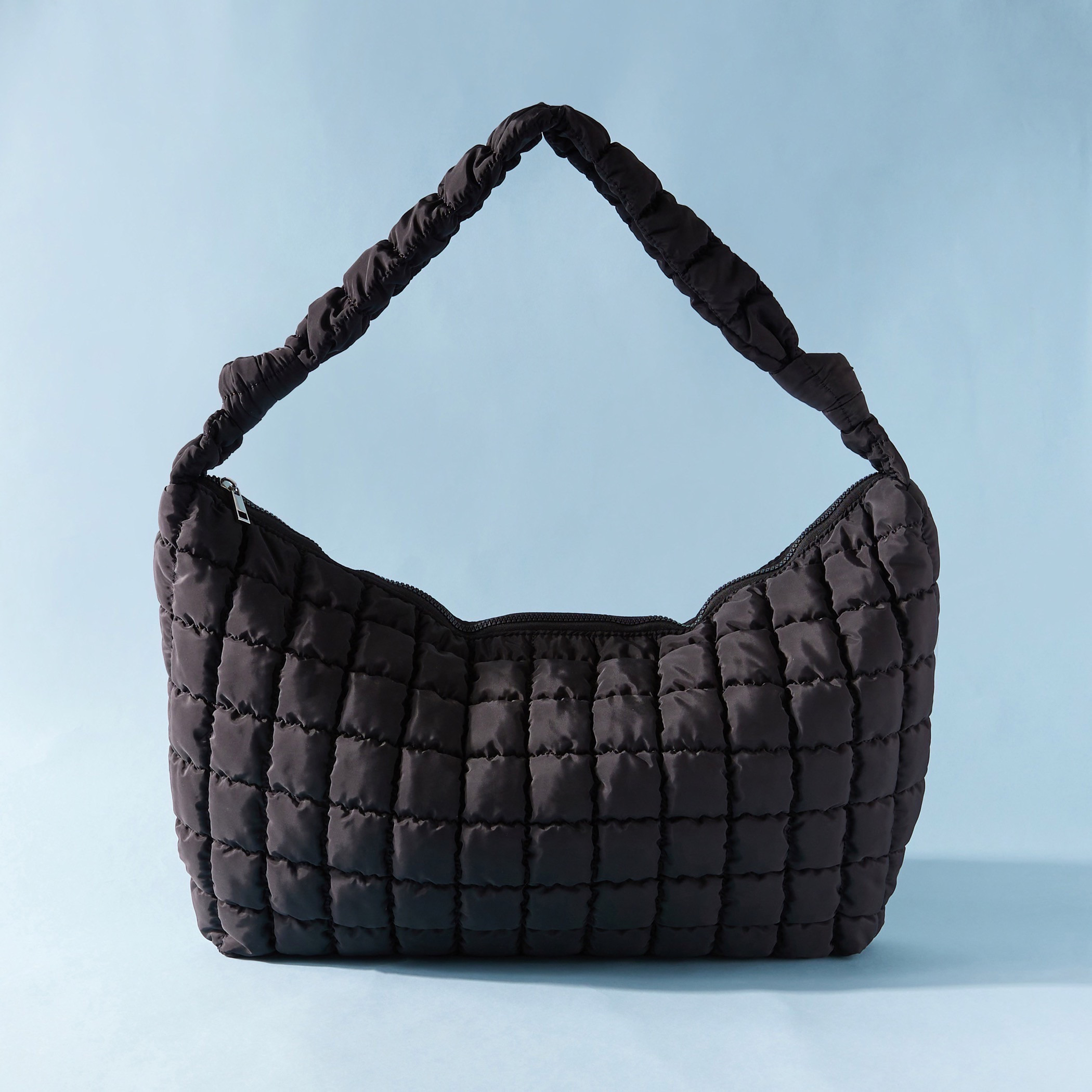 Mistotes Quilted Hobo Bag with Handle and Zip Closure-women-bagsandwallets-handbags-image-1
