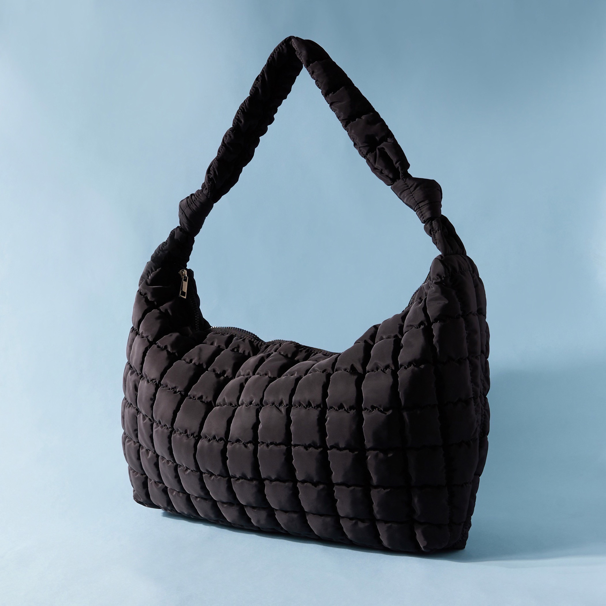 Mistotes Quilted Hobo Bag with Handle and Zip Closure-women-bagsandwallets-handbags-image-2
