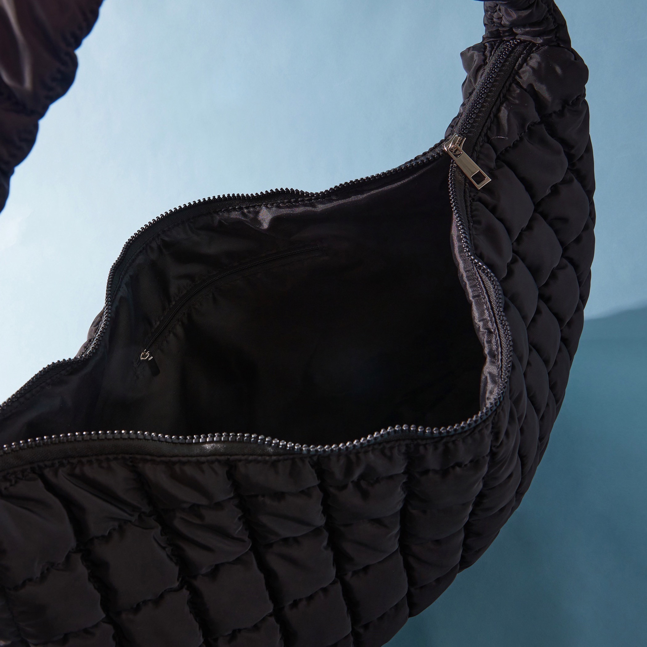 Mistotes Quilted Hobo Bag with Handle and Zip Closure-women-bagsandwallets-handbags-image-4