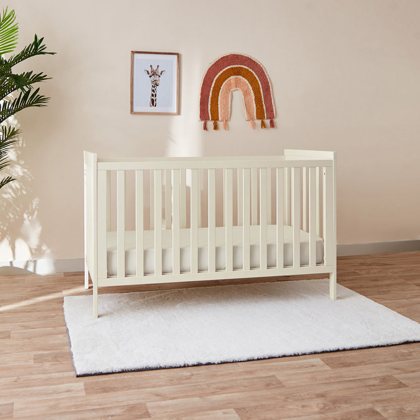 Oliver Off White Wooden Crib with Three Adjustable Heights (Up to 3 years)-Baby Cribs-image-0