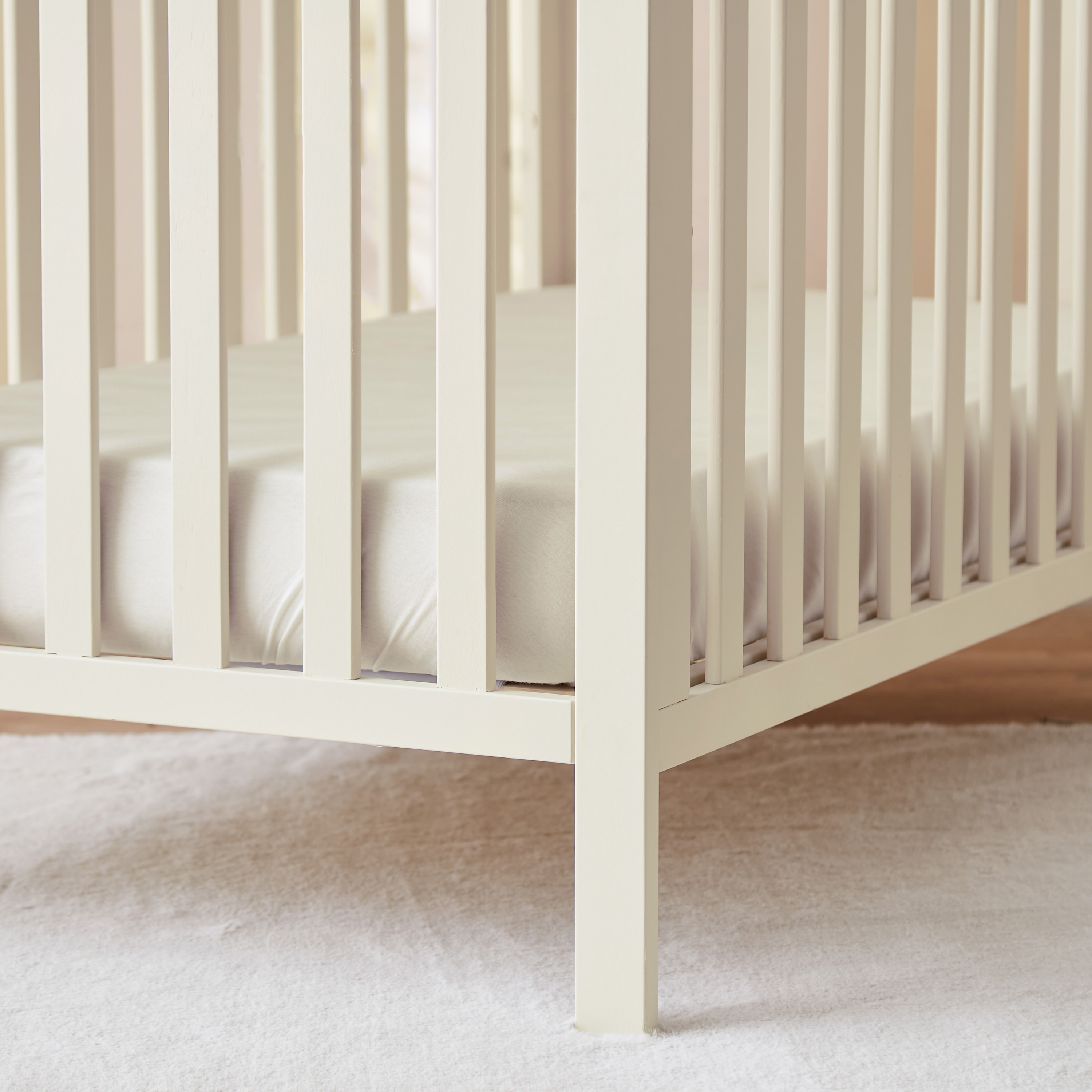 Buy Oliver Off White Wooden Crib with Three Adjustable Heights Up