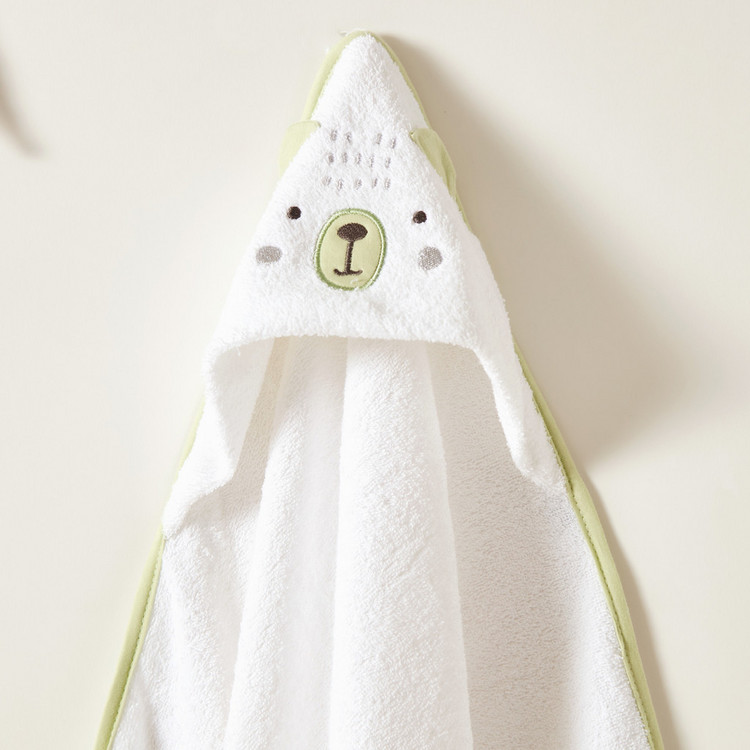 Juniors Bear Embroidered Towel with Hood - 76x76 cms
