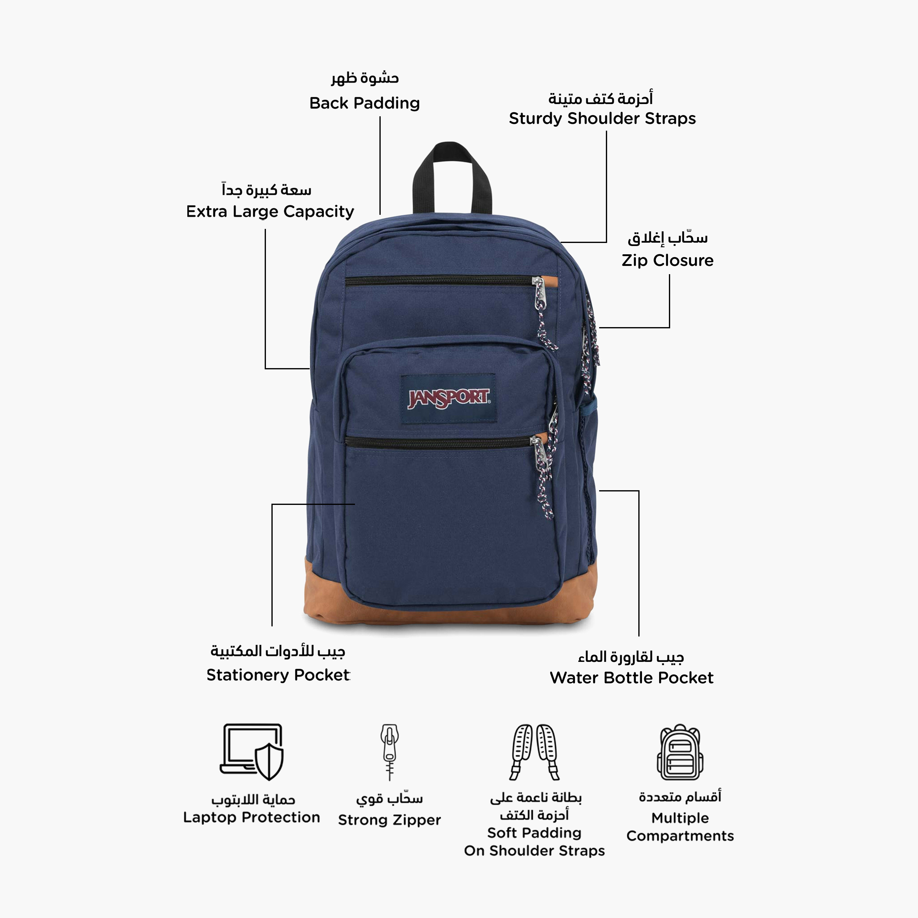 Jansport Backpack with Zip Closure-school-bagsandbackpacks-backpacks-image-2