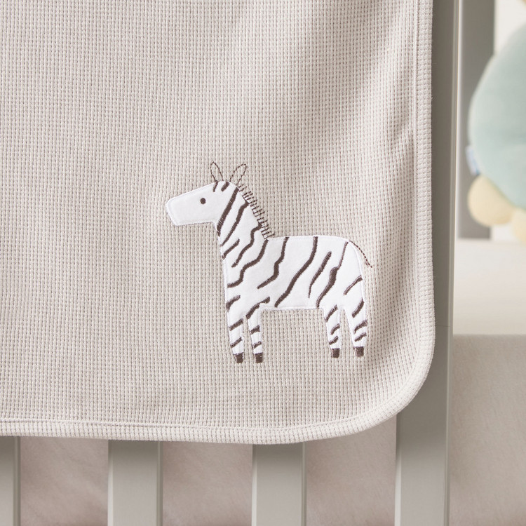 Juniors Zebra Embroidered Thermal Blanket - 102x76 cms