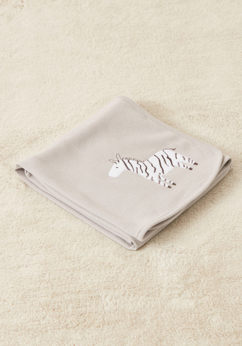 Juniors Zebra Embroidered Thermal Blanket - 102x76 cms-Blankets and Throws-image-3