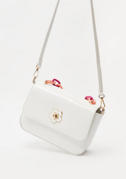 Missy Animal Textured Crossbody Bag with Chainlink Accent