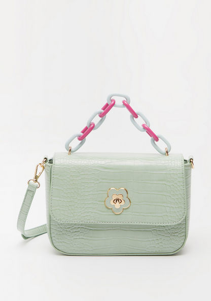 Missy Animal Textured Crossbody Bag with Chainlink Accent