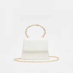 Missy Textured Boxy Crossbody Bag with Chain Strap Detail