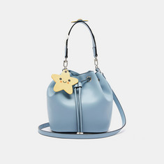 Missy Solid Bucket Bag with Detachable Straps and Drawstring Closure