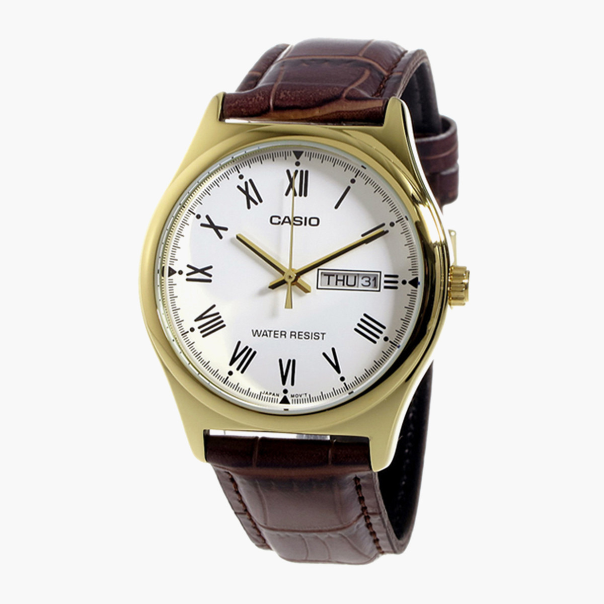 Casio Men's Brown Analog Leather Strap Watch -MTP-V006GL-7BUDF-men-watchesandjewellery-watches-image-1