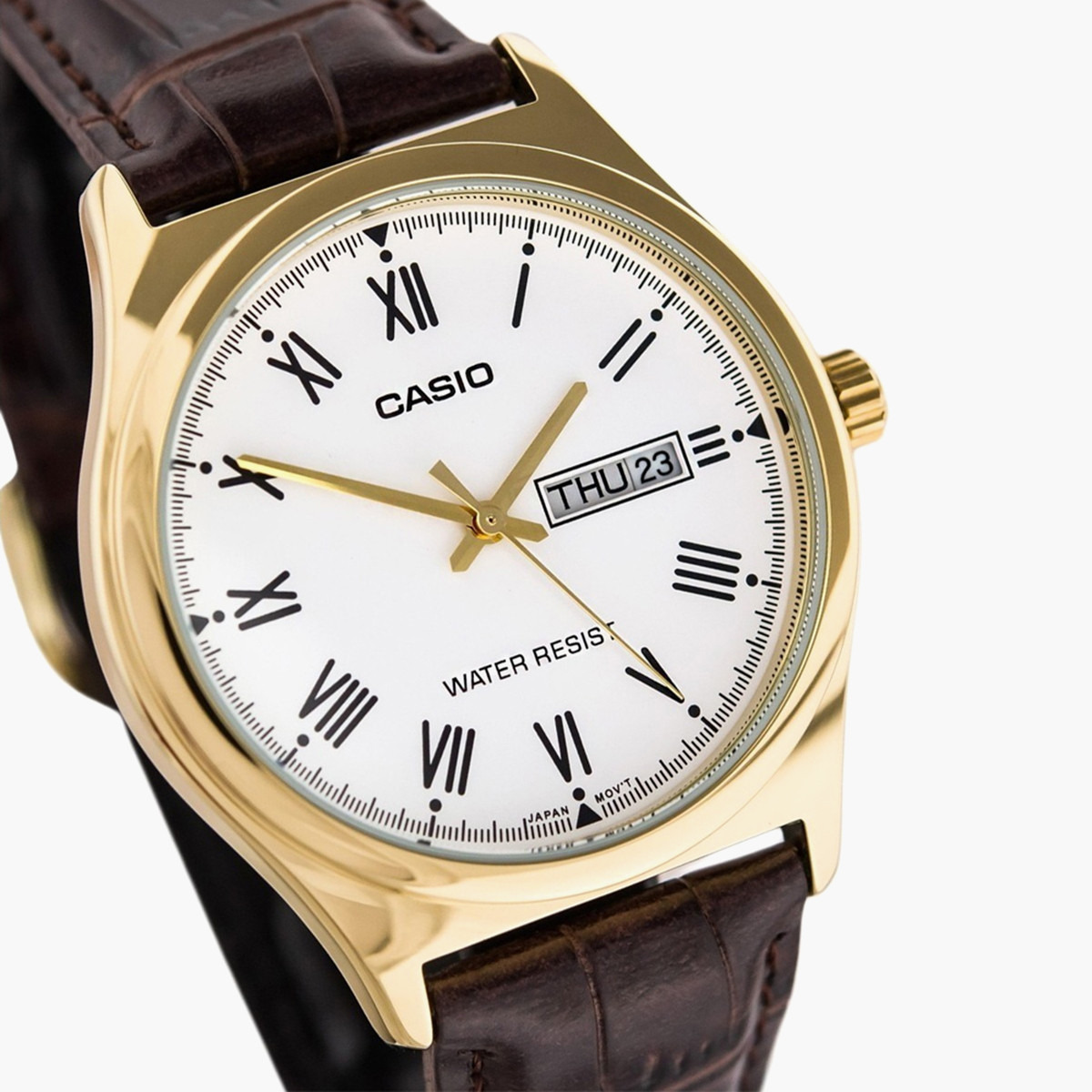 Casio Men's Brown Analog Leather Strap Watch -MTP-V006GL-7BUDF-men-watchesandjewellery-watches-image-2