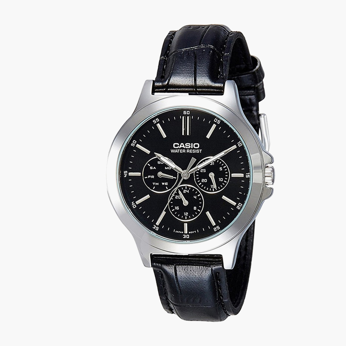 MTP-V300L-1AUDF- راقب حزام جلد تناظرية أسود ملك الرجال كاسيو-men-watchesandjewellery-watches-image-1