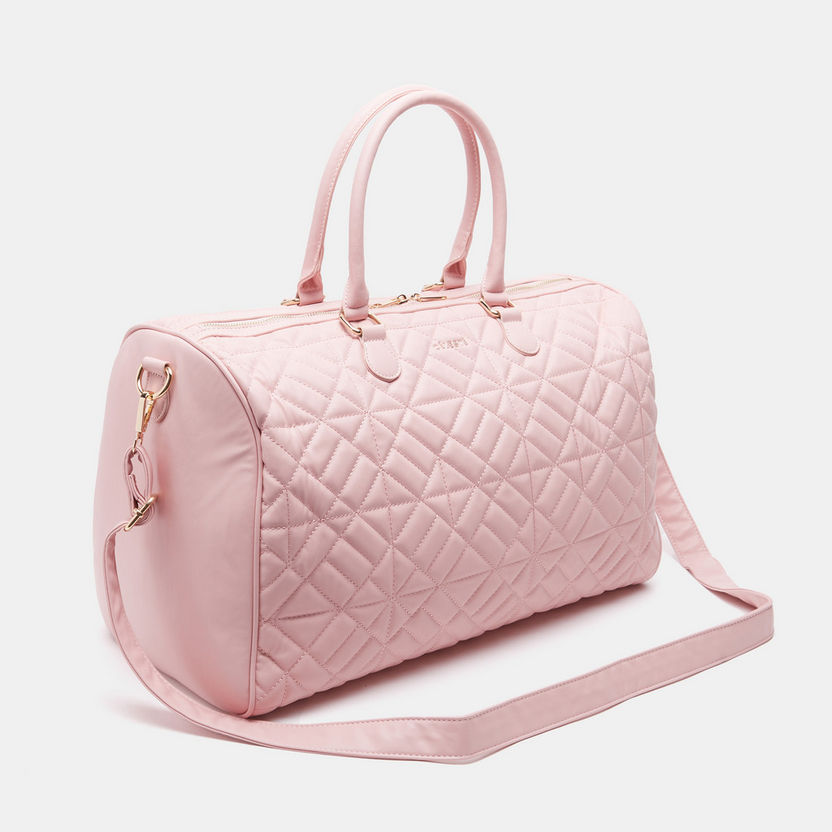 Celeste Quilted Duffle Bag with Double Handles and Zip Closure-Duffle Bags-image-1