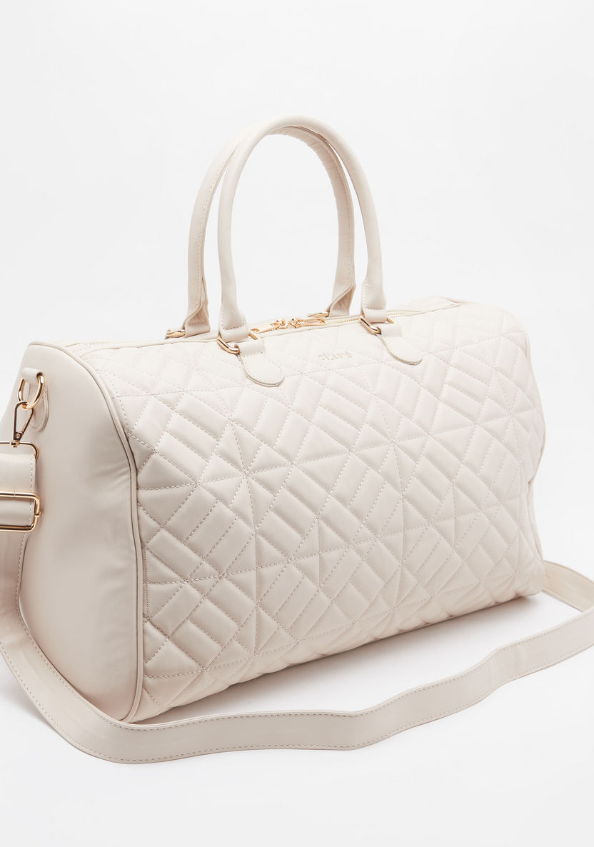 Celeste Quilted Duffle Bag with Double Handles and Zip Closure-Duffle Bags-image-1