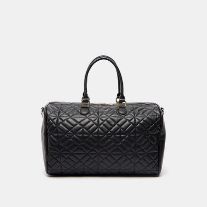 Celeste Quilted Duffle Bag with Double Handles and Zip Closure-Duffle Bags-image-0