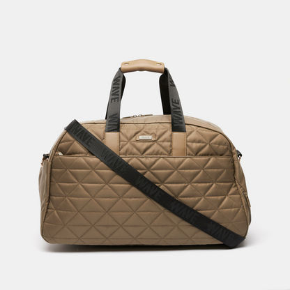 Wave Textured Duffel Bag with Detachable Strap and Zip Closure-Duffle Bags-image-0