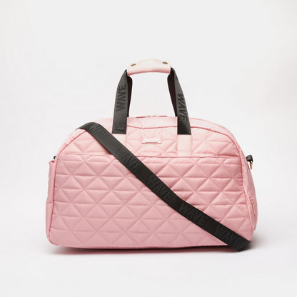 Wave Textured Duffel Bag with Detachable Strap and Zip Closure