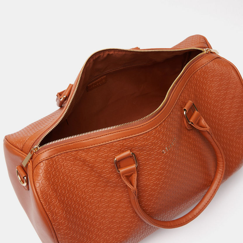 Celeste Textured Duffel Bag with Detachable Strap and Zip Closure-Duffle Bags-image-4