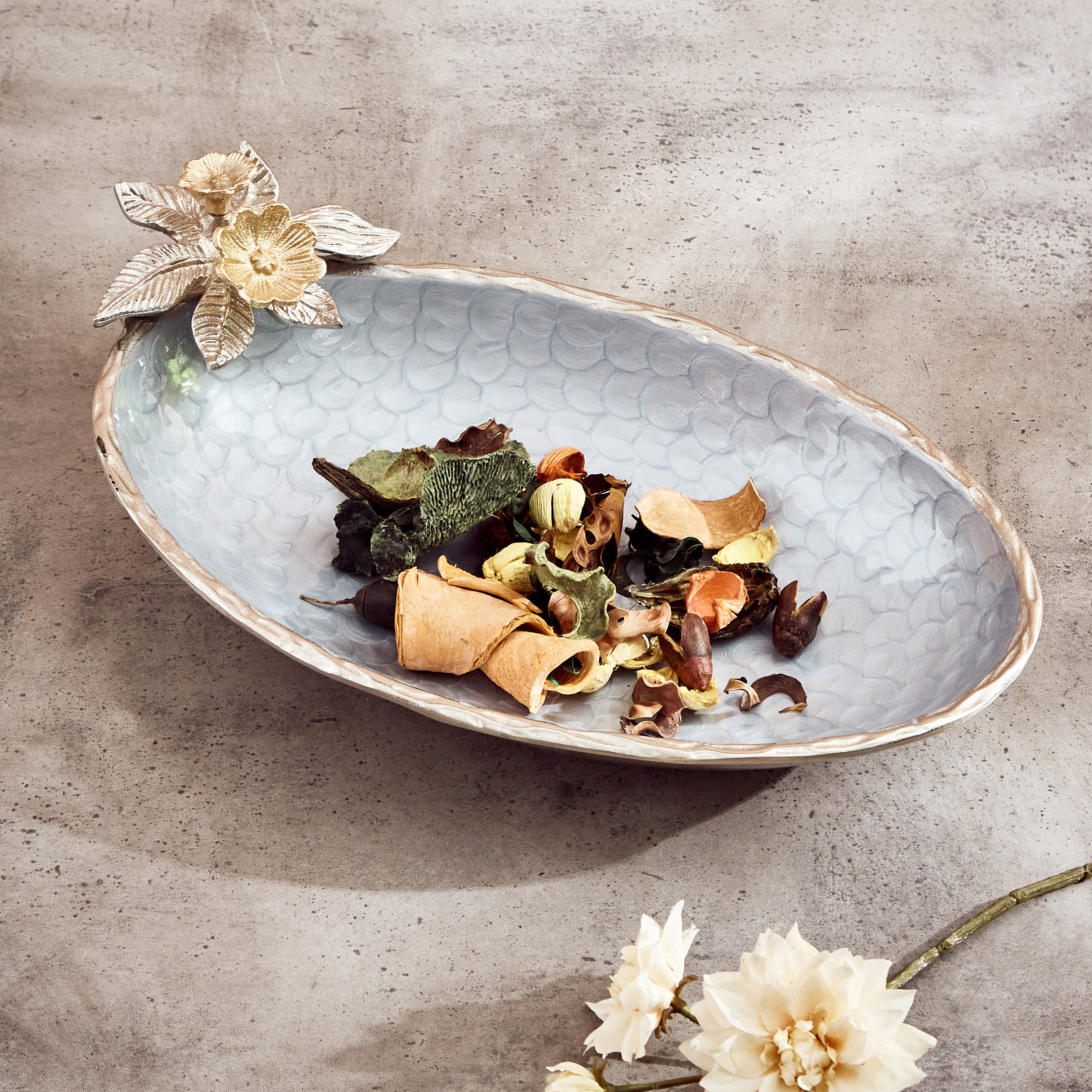 Floral Bunch Metal Decorative Bowl - 44x22 cms-household-dining-dinnerware-bowls-image-1