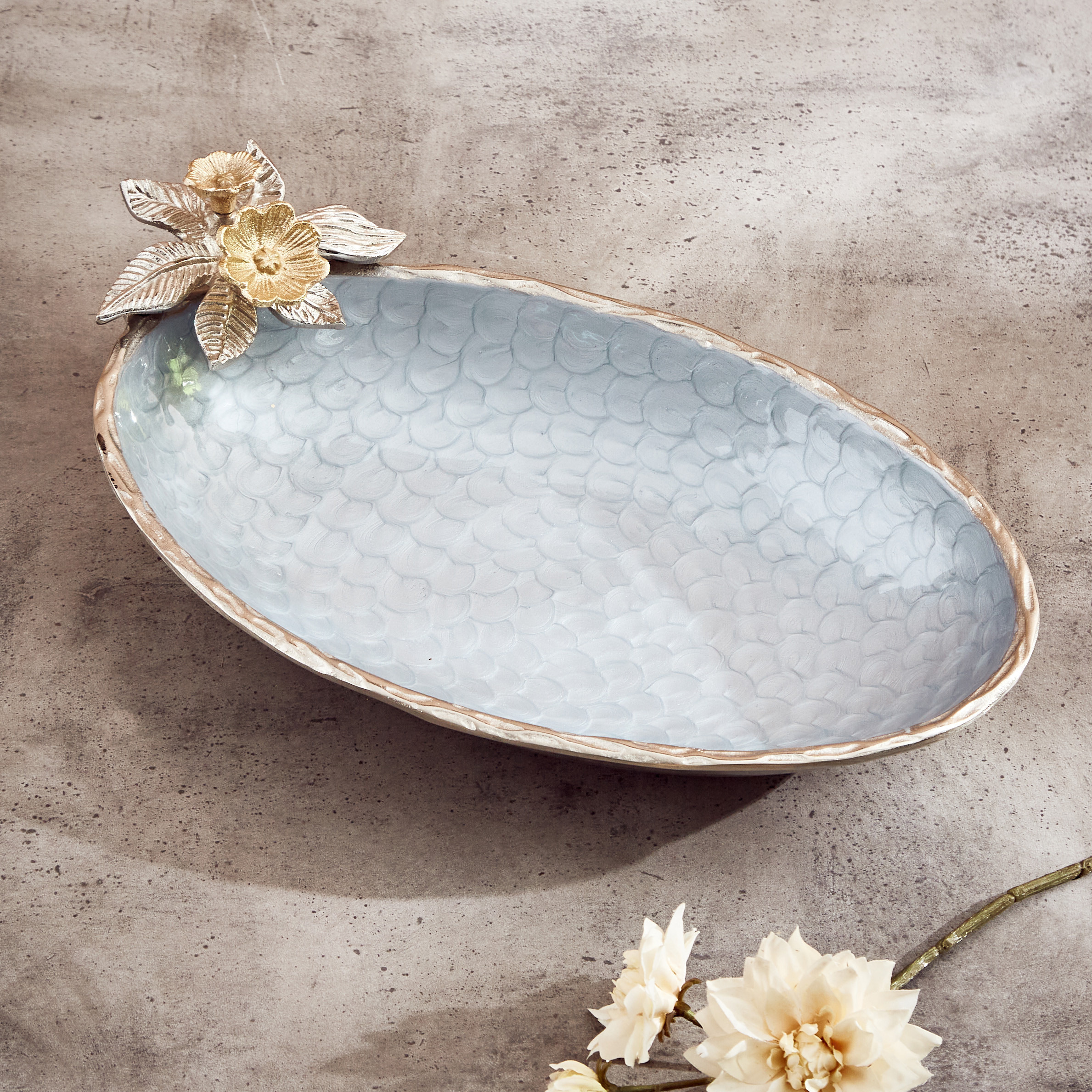 Floral Bunch Metal Decorative Bowl - 44x22 cms-household-dining-dinnerware-bowls-image-2