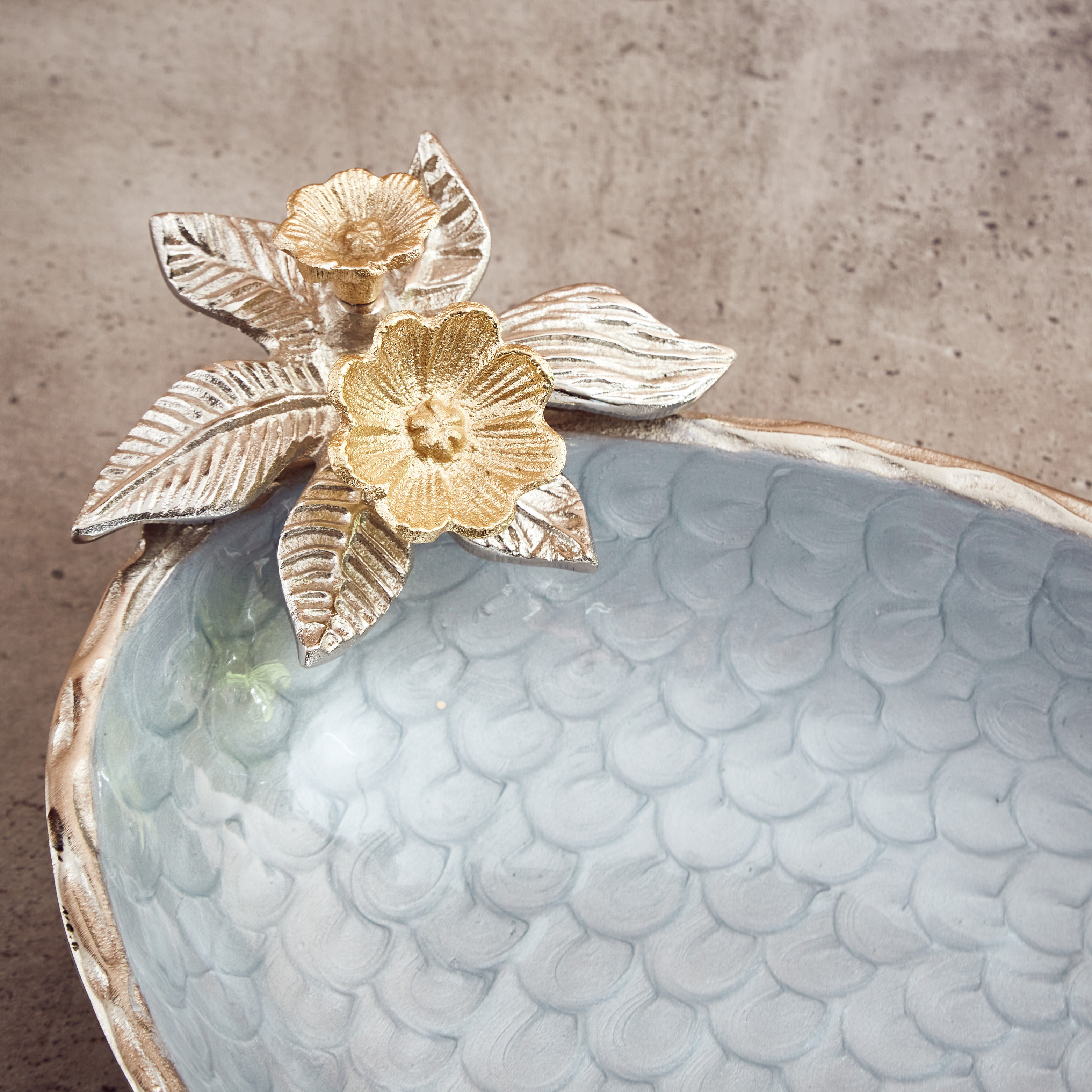 Floral Bunch Metal Decorative Bowl - 44x22 cms-household-dining-dinnerware-bowls-image-3
