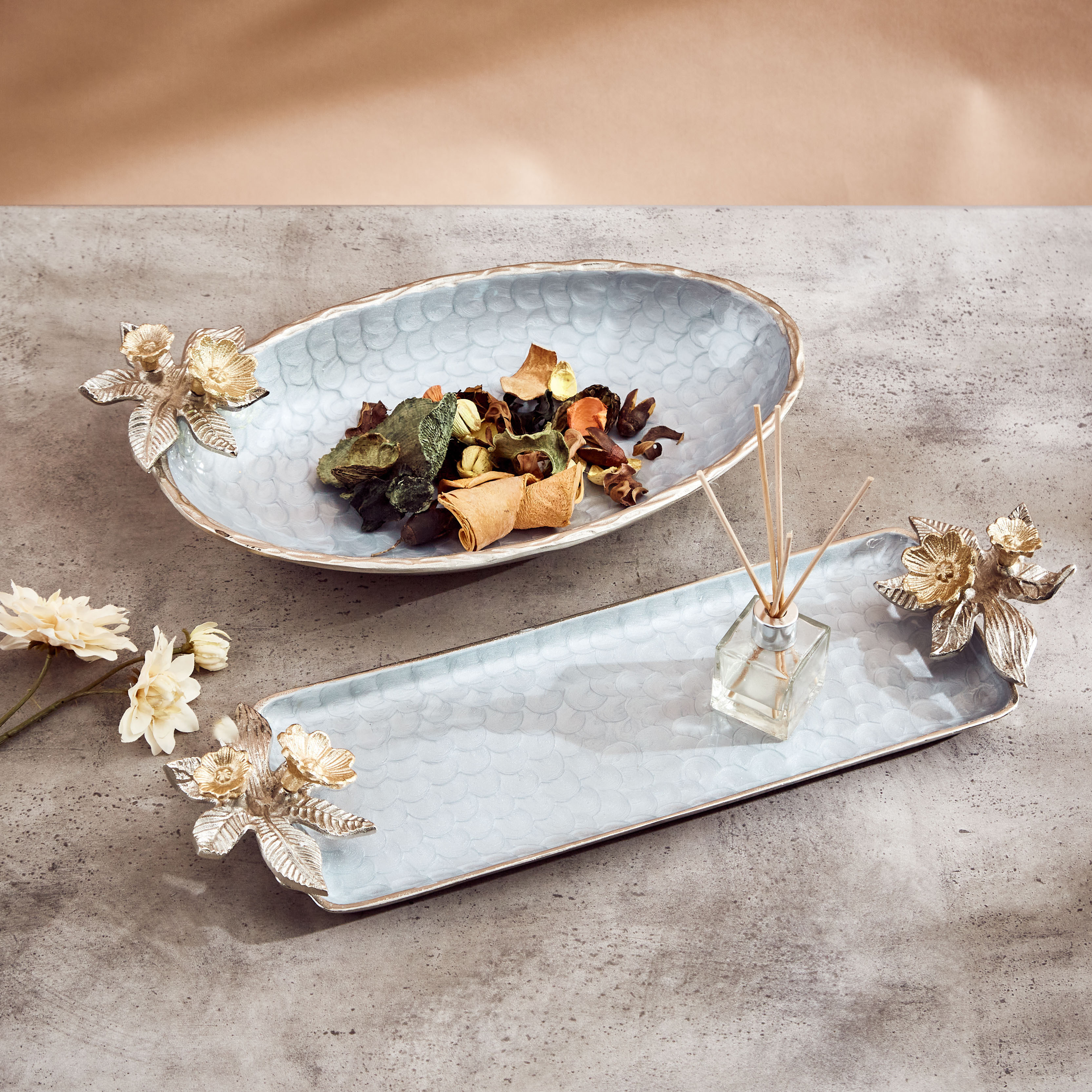 Floral Bunch Metal Decorative Bowl - 44x22 cms-household-dining-dinnerware-bowls-image-6