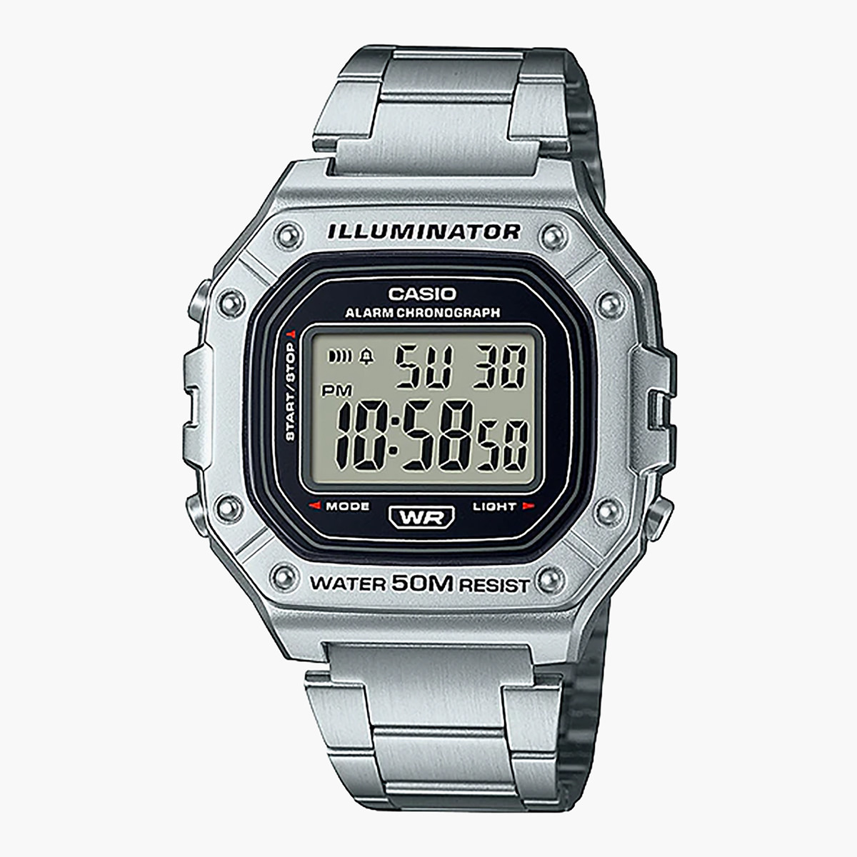 Casio digital stainless steel illuminator sales watch