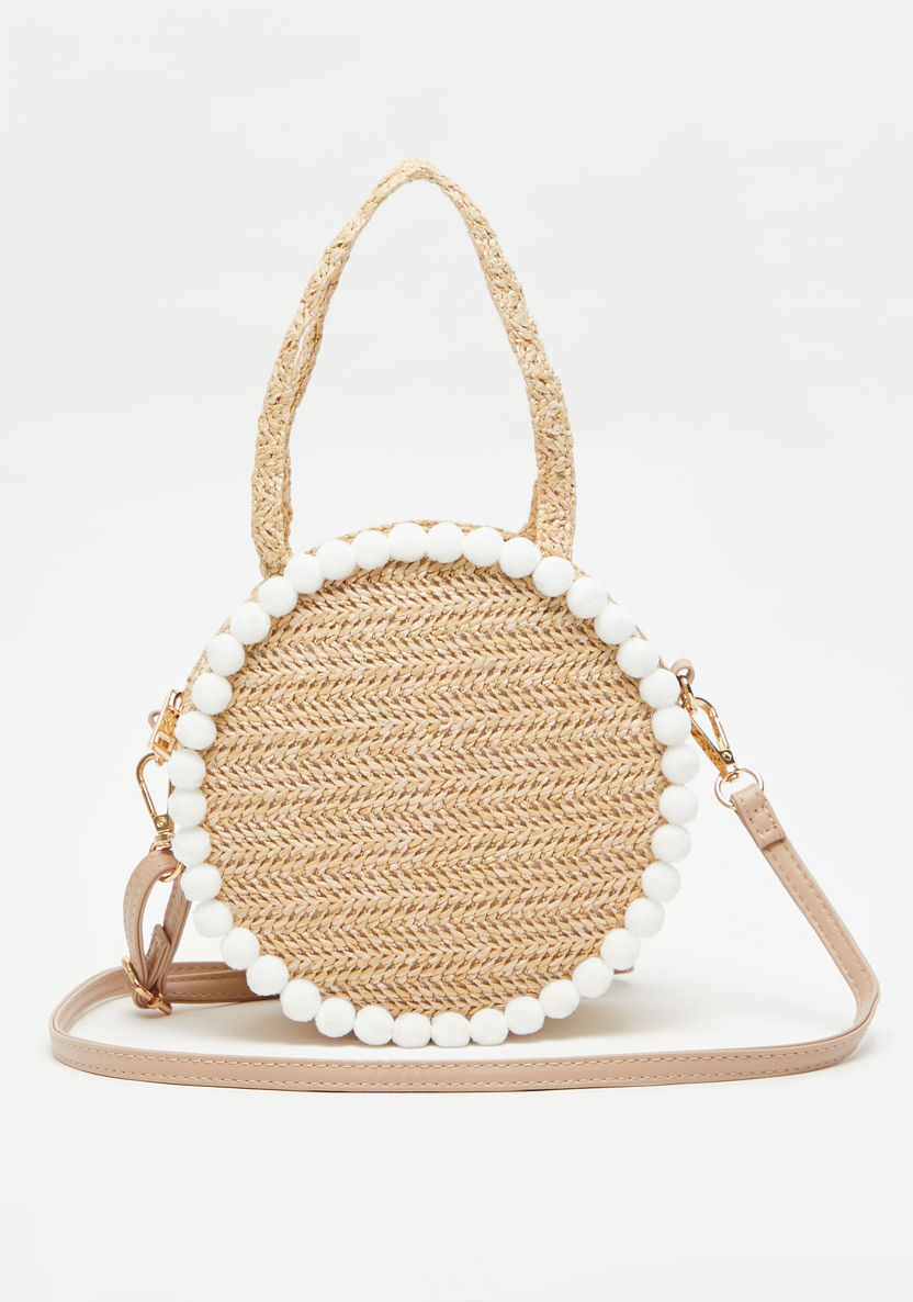 Missy Pom Pom Embellished Crossbody Bag with Detachable Strap-Women%27s Handbags-image-0