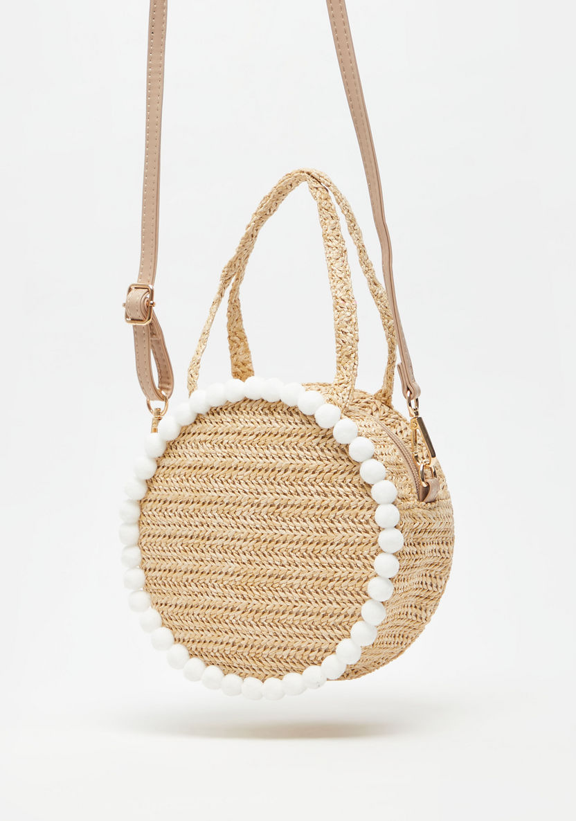 Missy Pom Pom Embellished Crossbody Bag with Detachable Strap-Women%27s Handbags-image-1
