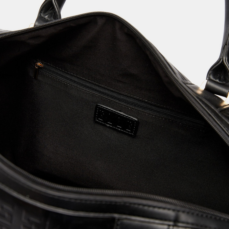 ELLE Monogram Duffel Bag with Double Handle and Detachable Strap
