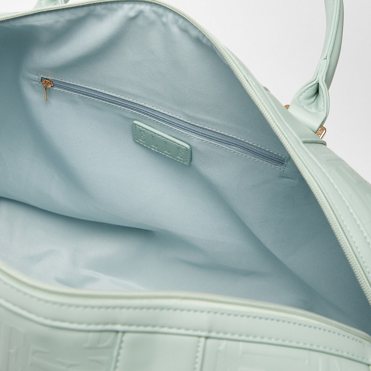 ELLE Monogram Duffel Bag with Double Handle and Detachable Strap