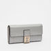 ELLE Monogram Textured Flap Wallet with Magnetic Closure-Wallets and Clutches-thumbnail-1