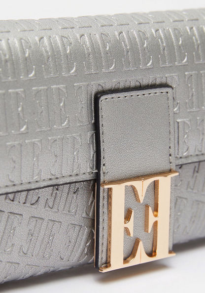 ELLE Monogram Textured Flap Wallet with Magnetic Closure-Wallets and Clutches-image-2