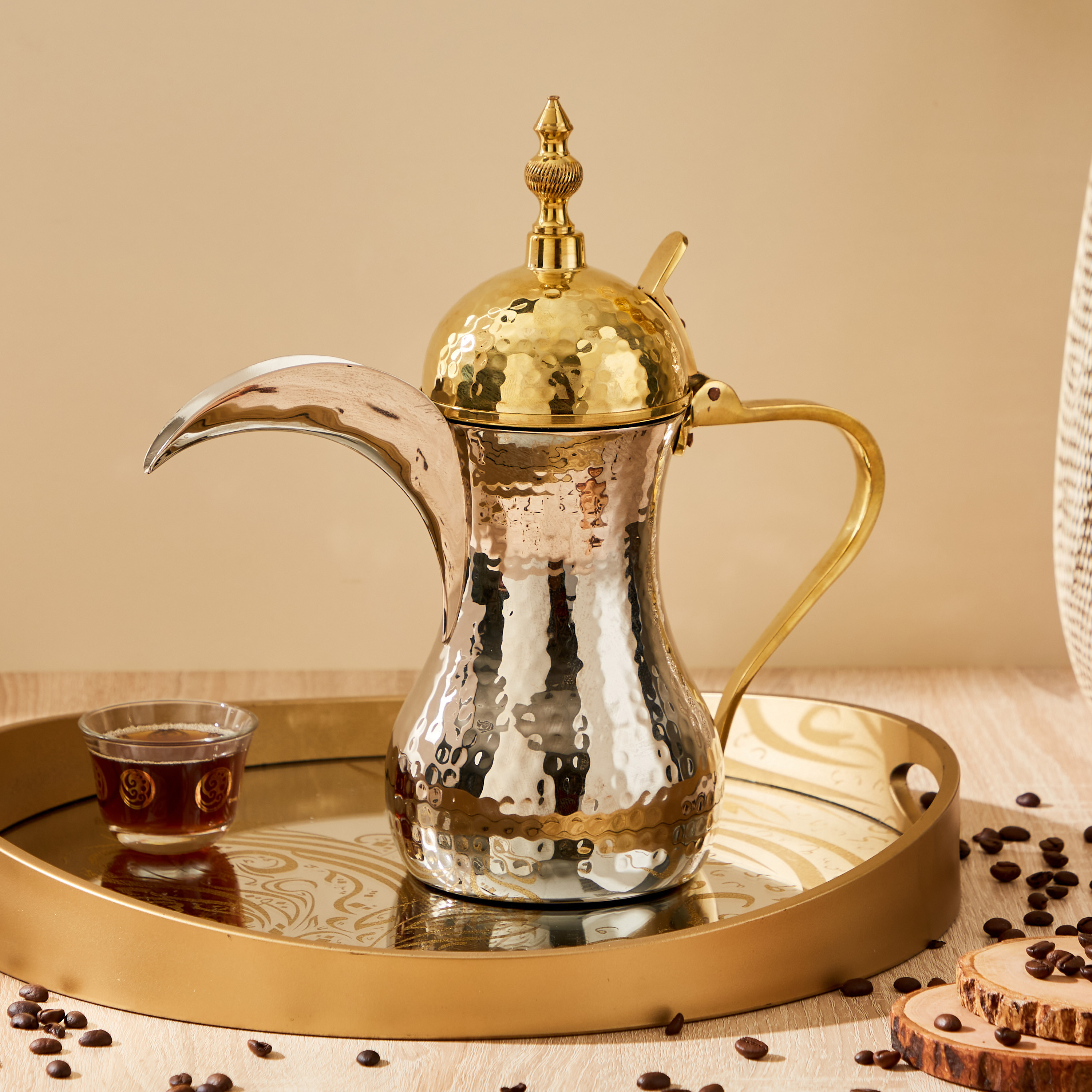 Dallah Suri Hammered Coffee Pot - 9 inches-household-kitchen-cookware-potsandpans-image-1