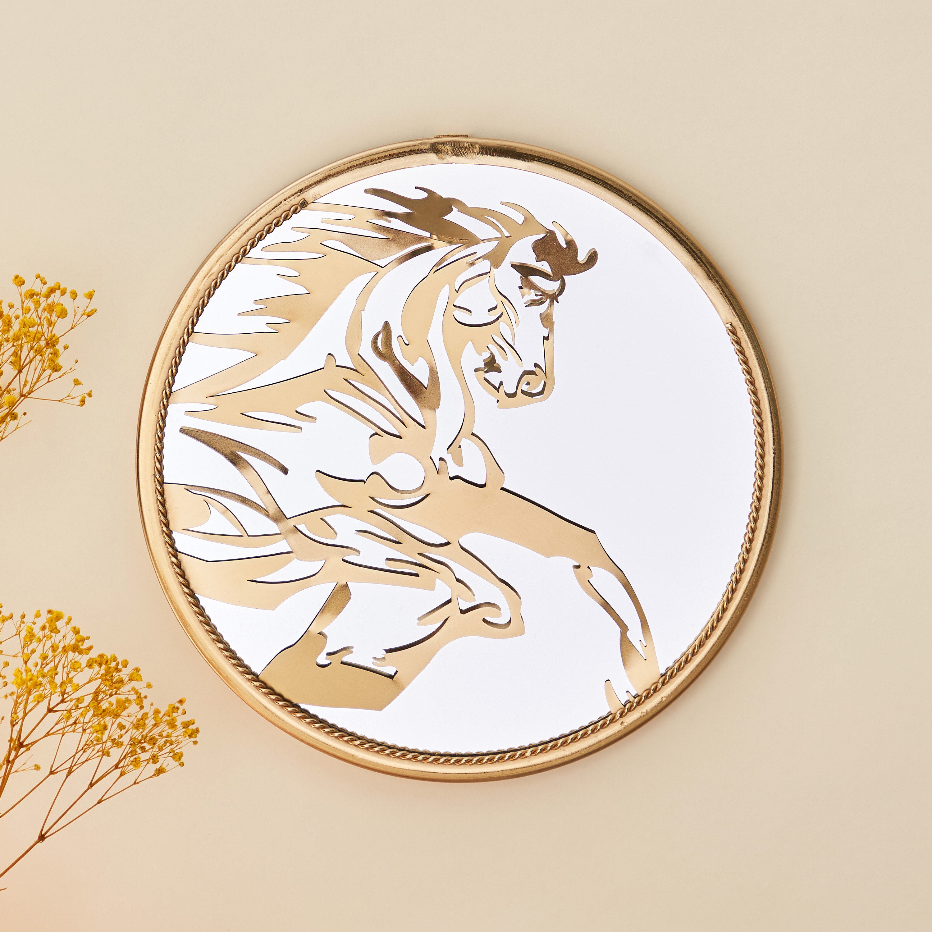 مرآة حائط بتزيينات حصان - 30x3 سم-household-walldecorandmirrors-mirrors-wallmirrors-image-2