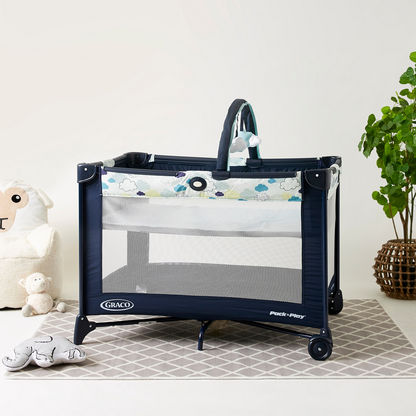 Graco Compact Blue Travel Cot with Signature Graco Push-Button Fold (up to 3 Years)-Travel Cots-image-0