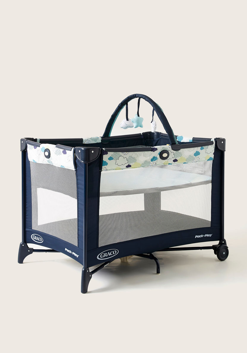 Graco Compact Blue Travel Cot with Signature Graco Push-Button Fold (up to 3 Years)-Travel Cots-image-4