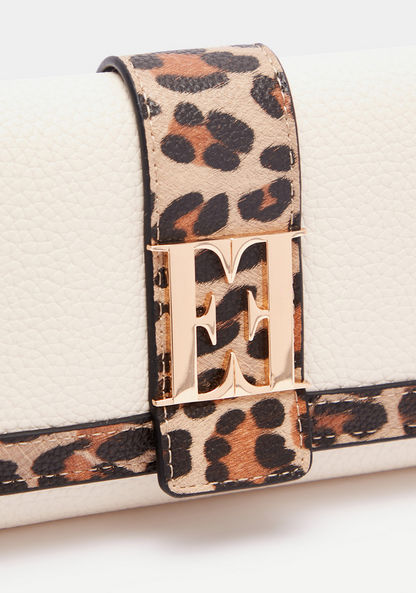 ELLE Animal Print Wallet with Magnetic Button Closure and Metal Accent-Wallets and Clutches-image-2