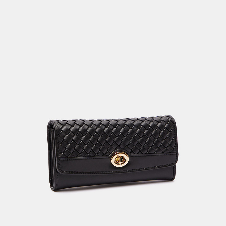 Celeste Weave Wallet with Lock Clasp Closure