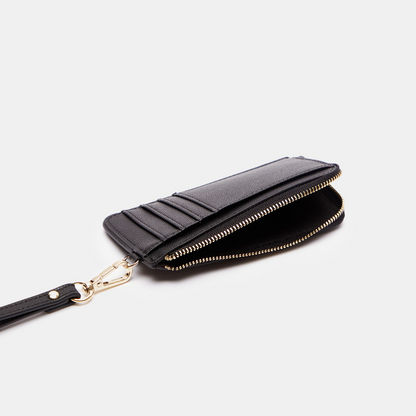 Celeste Textured Card Holder Wallet with Zip Closure and Wrist Tag