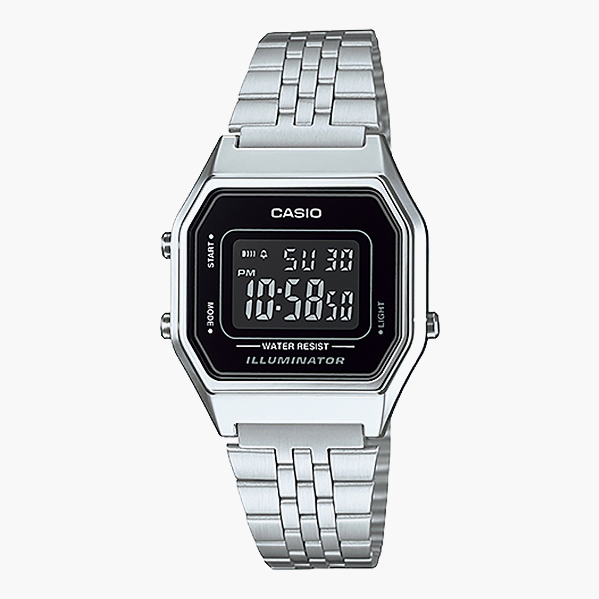 Casio Women's Silver Digital Stainless Steel Strap Watch -LA680WA-1BDF-women-watchesandjewellery-watches-image-1